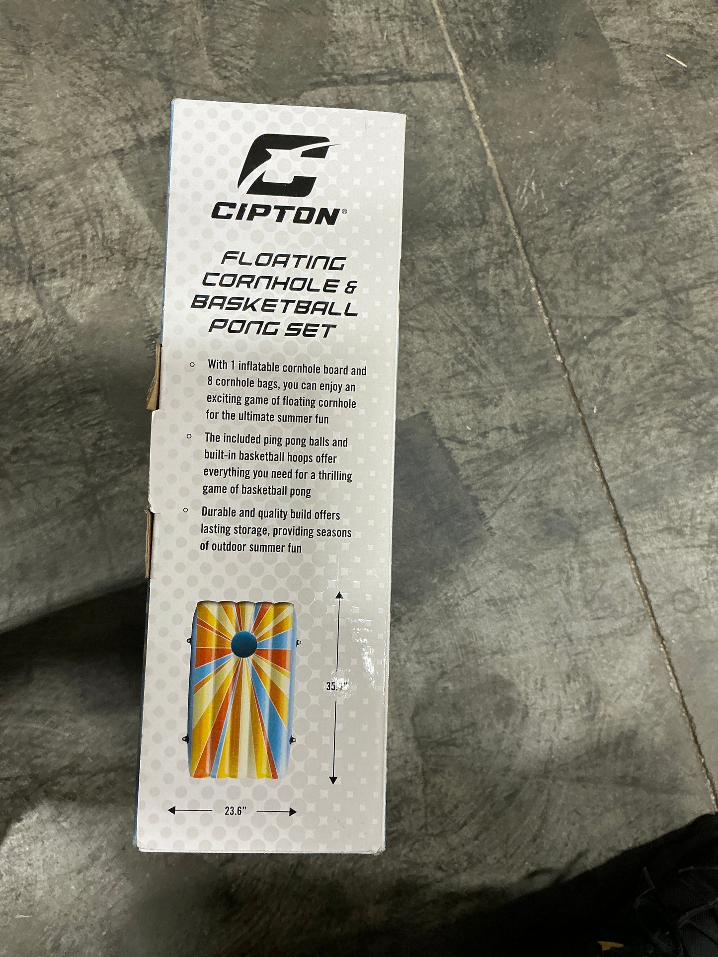 Cipton 35-Inch Inflatable Pool Cornhole Set – Floating Cornhole & Basketball Pong Game for Pool Parties