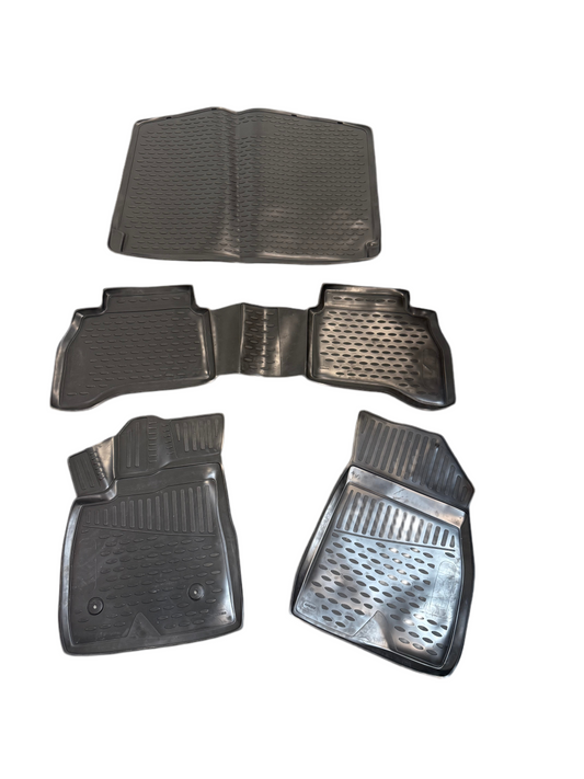 Open Box – 5-Piece All-Weather Floor Mat Set (Front, Rear & Cargo) – Heavy-Duty Rubber, Universal Fit, Black