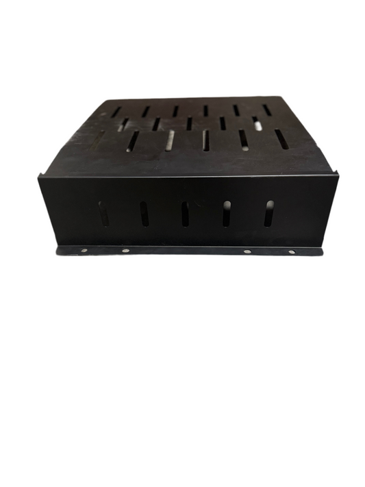 Black Steel Vented Rack Mount Enclosure – AV/Network Shelf Bracket – 2U Style