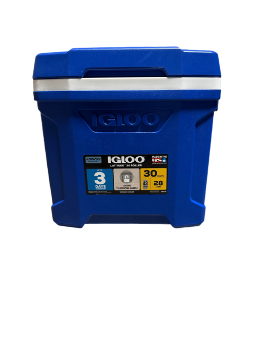 Igloo Latitude 30 Quart Roller Cooler – 3-Day Ice Retention with Telescoping Handle & Wheels