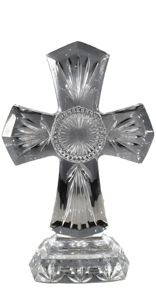 Elegant Crystal Cross Figurine – Decorative Religious Home Accent