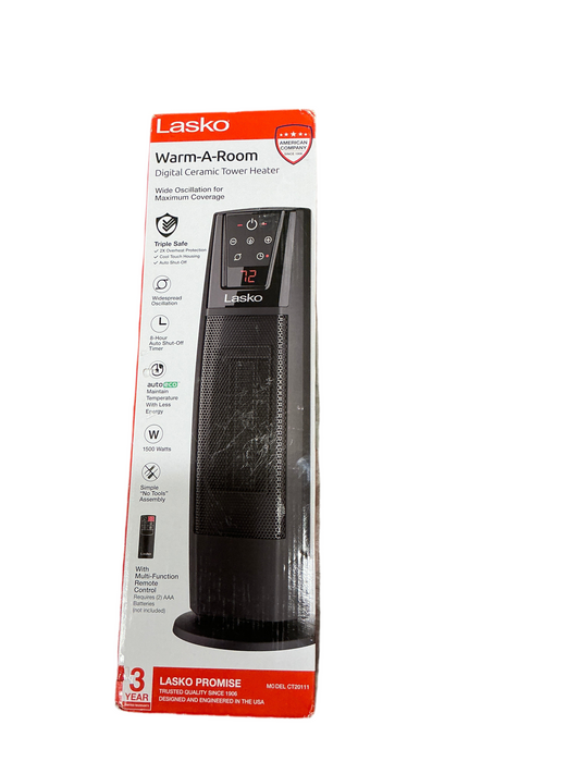 Lasko Digital Ceramic Tower Heater with Remote Control and Oscillation