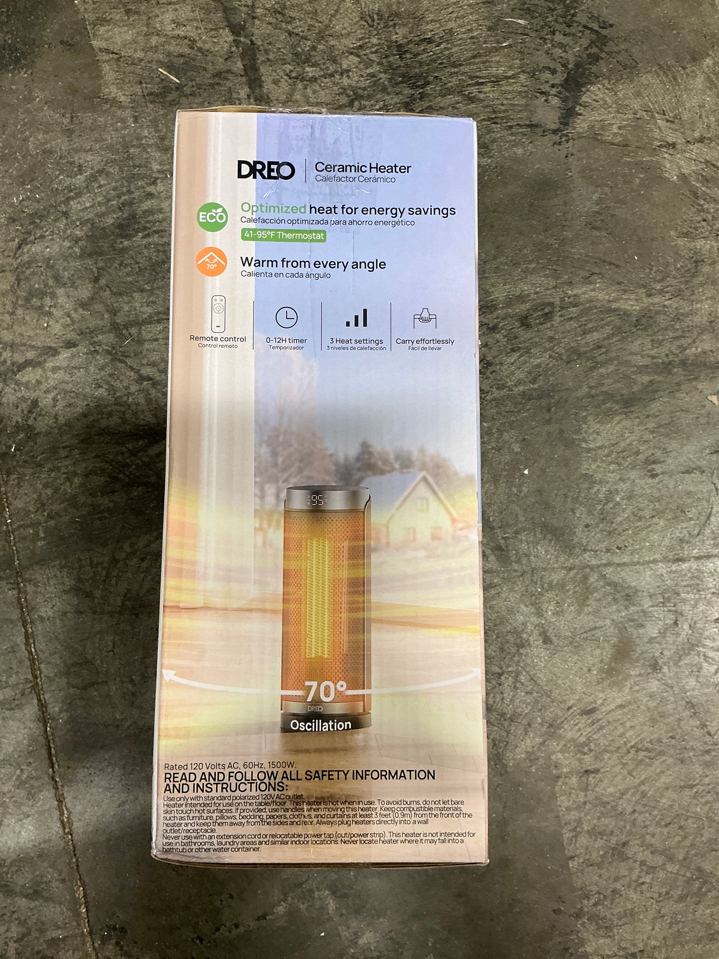 Dreo Solaris Plus Ceramic Space Heater – 16”, Digital Thermostat, 5 Comfort Settings, 70° Oscillation