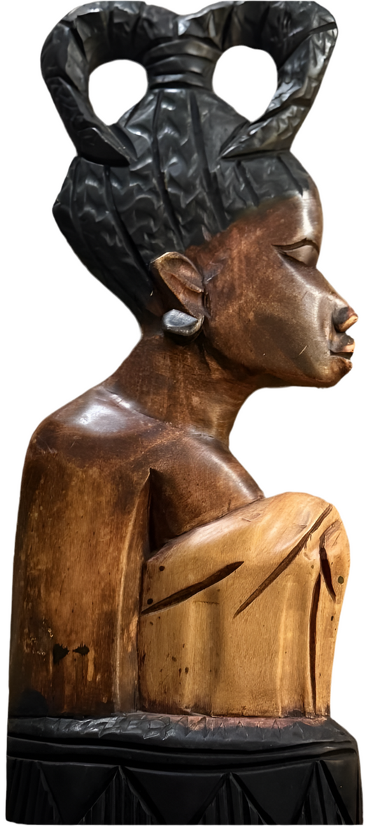 Hand-Carved African Woman Wall Art – Tribal Beauty Sculpture (Wood Relief)