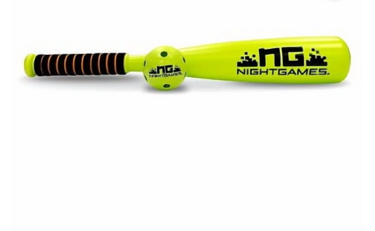 NightGames LED Light-Up Kids’ Bat – Neon Yellow Plastic Baseball Bat (No Ball Included)