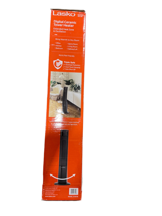 Lasko Digital Ceramic Tower Heater with Oscillation and Thermostat Control