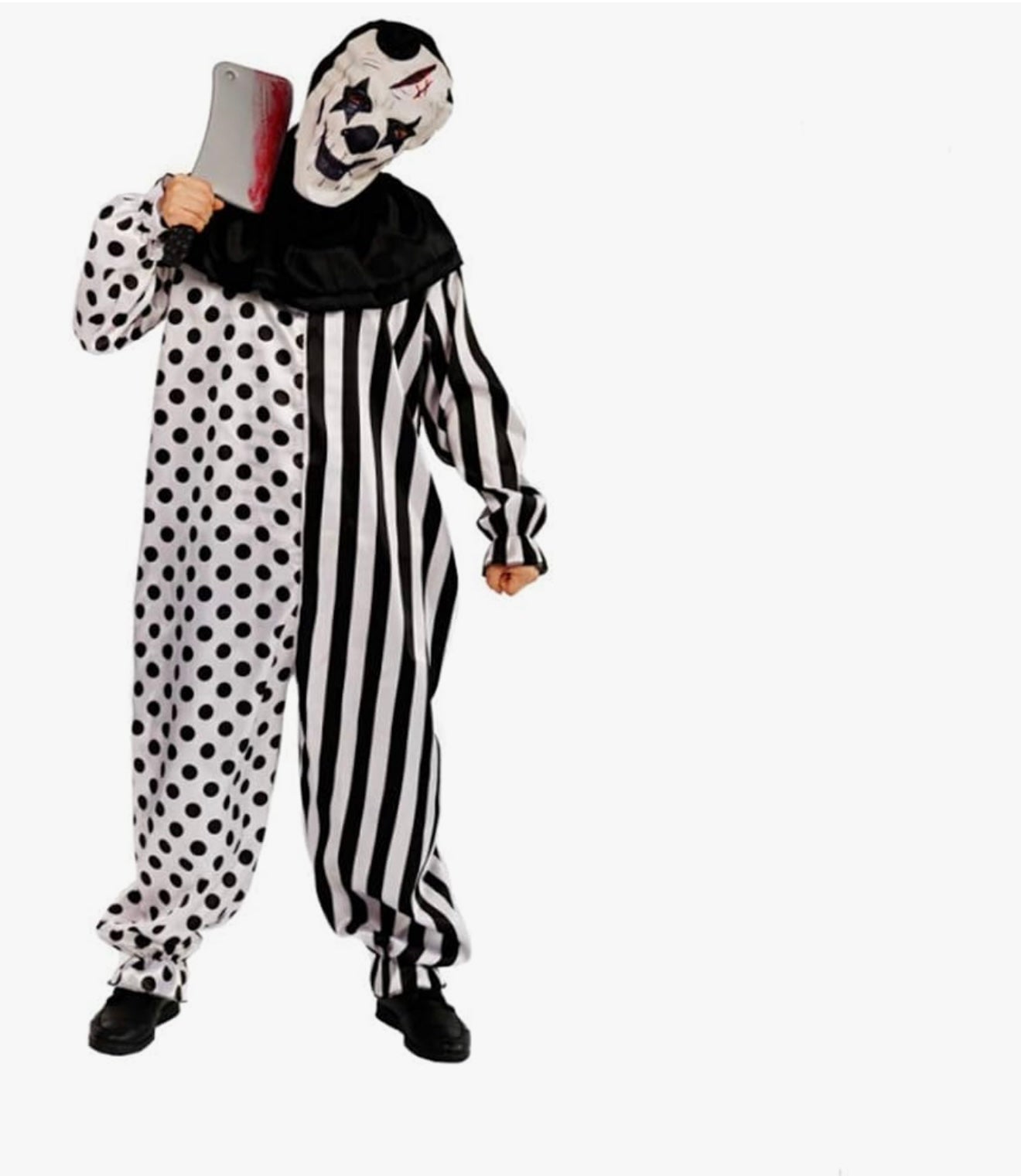 Men’s Halloween Creepy Clown Costume – Black & White – Large