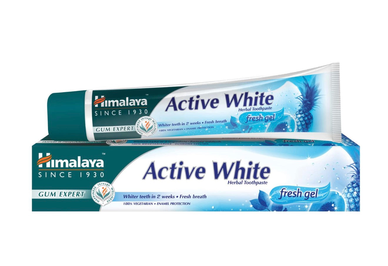 Himalaya Active white Gel | Herbal toothpaste with fruit enzymes |Teeth whitening 100% vegetarian -75 ml 75 ml (1 pack)