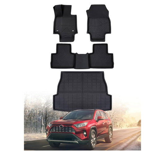 All-Weather Floor Mats & Cargo Liner Set – Fits Toyota RAV4 (2019–2023) – 4-Piece Set for Front, Rear & Trunk