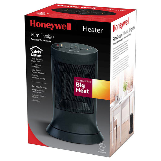 Honeywell Digital Ceramic Compact Tower Heater – 1500W Programmable Thermostat