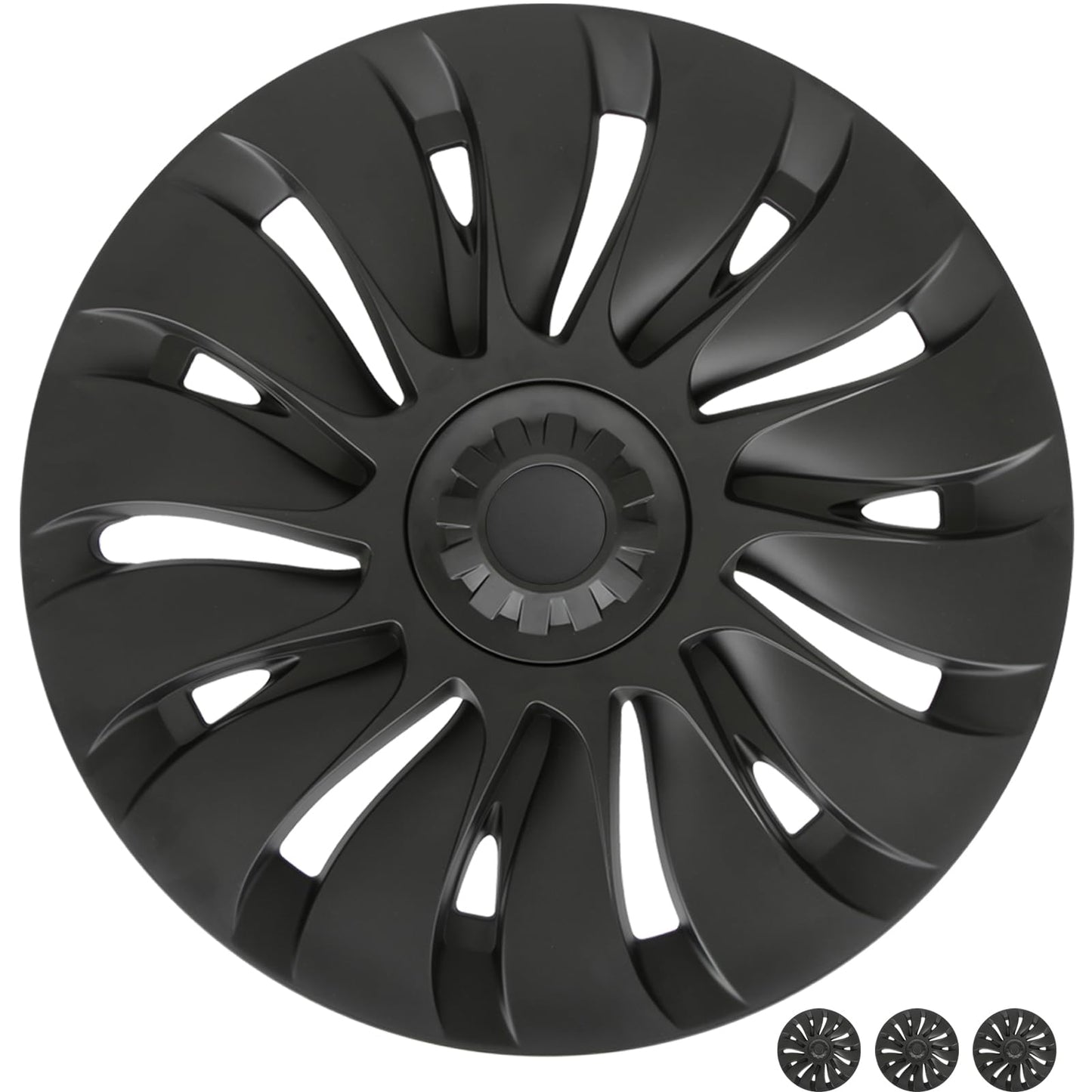 Tesla Model Y 19 Inch Matte Black Wheel Covers 4 Pack Hubcap Replacement