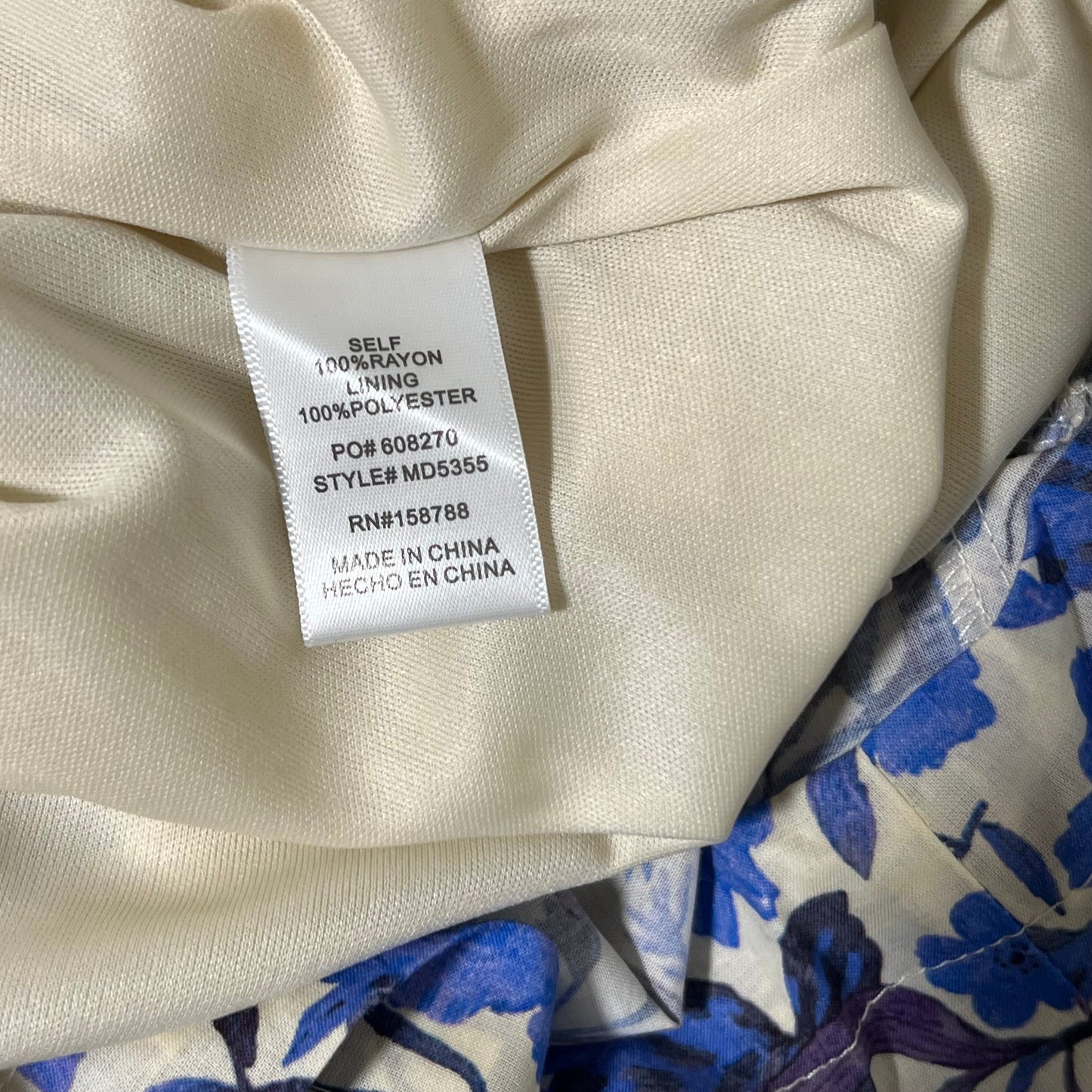 Mable Blue Floral Puff Sleeve Midi Dress Size M