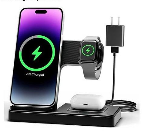 Wireless Charger iPhone Charging Station: 3 in 1 Charger Stand Multiple Devices for Apple