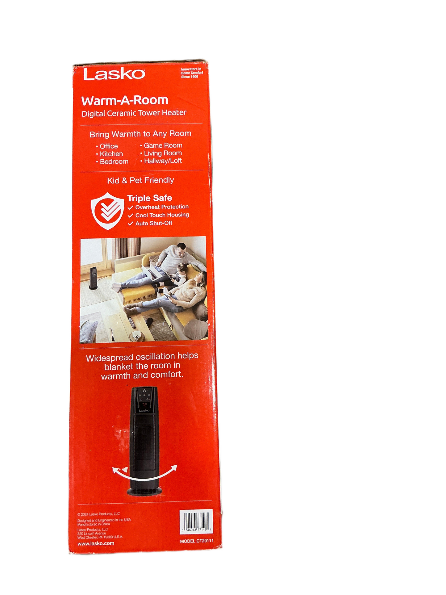 Lasko Digital Ceramic Tower Heater with Remote Control and Oscillation