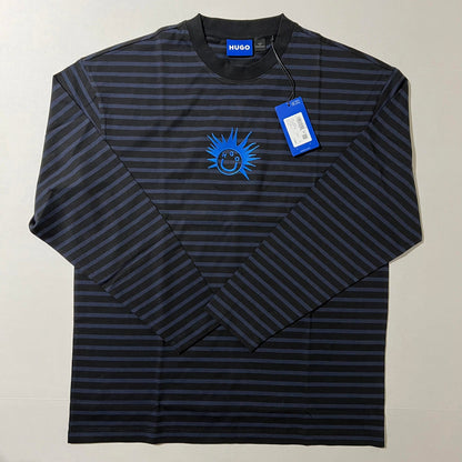 Men's Striped Cotton Logo Graphic Crewneck T-Shirt