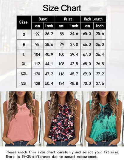 Women’s Pink Butterfly Floral Keyhole Neck Sleeveless Top