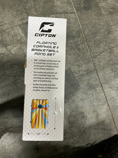 Cipton 35-Inch Inflatable Pool Cornhole Set – Floating Cornhole & Basketball Pong Game for Pool Parties