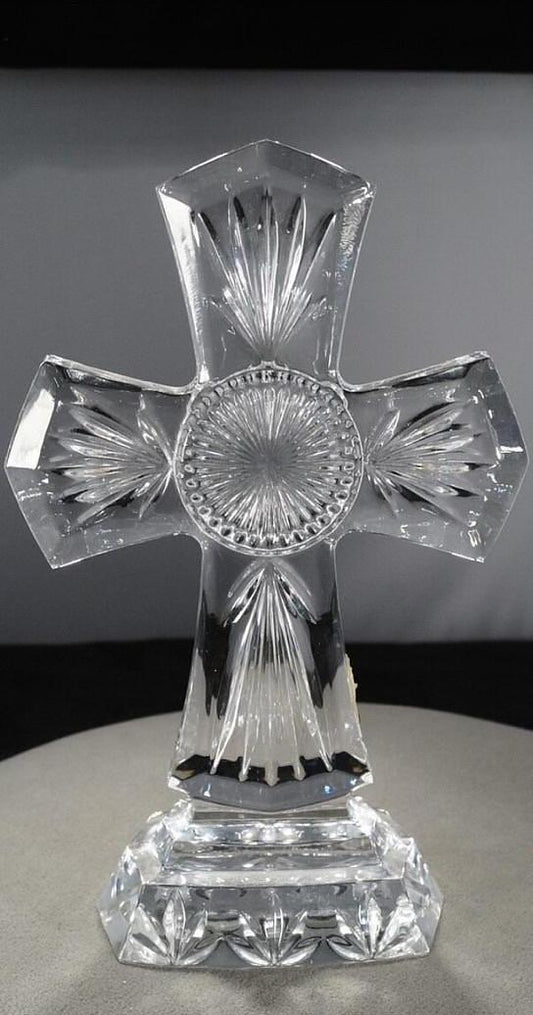Elegant Crystal Cross Figurine – Decorative Religious Home Accent