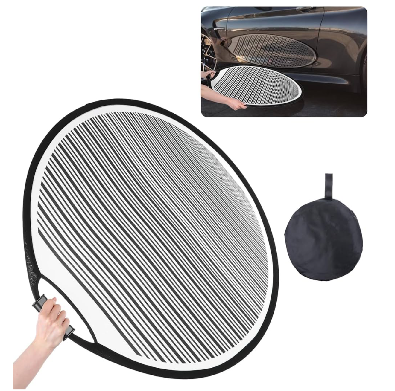 Tobeelec 80cm Car Dent Detection Board with Storage Bag – Striped Light Reflector Tool