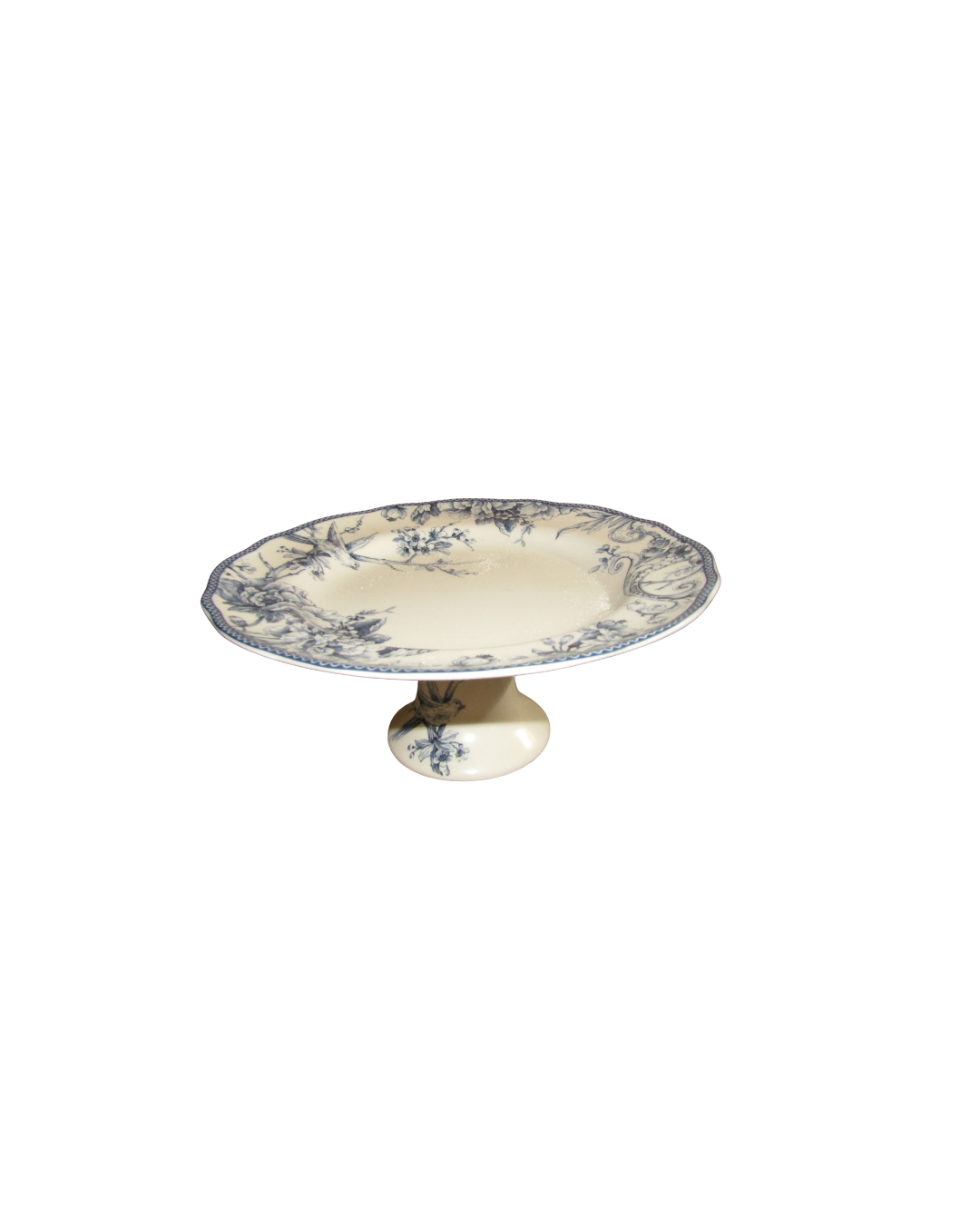 Blue Blanc Vintage Floral Design Cake Pedestal