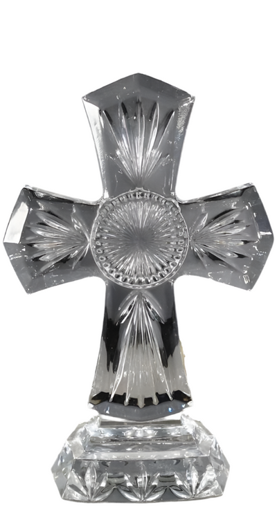 Elegant Crystal Cross Figurine – Decorative Religious Home Accent