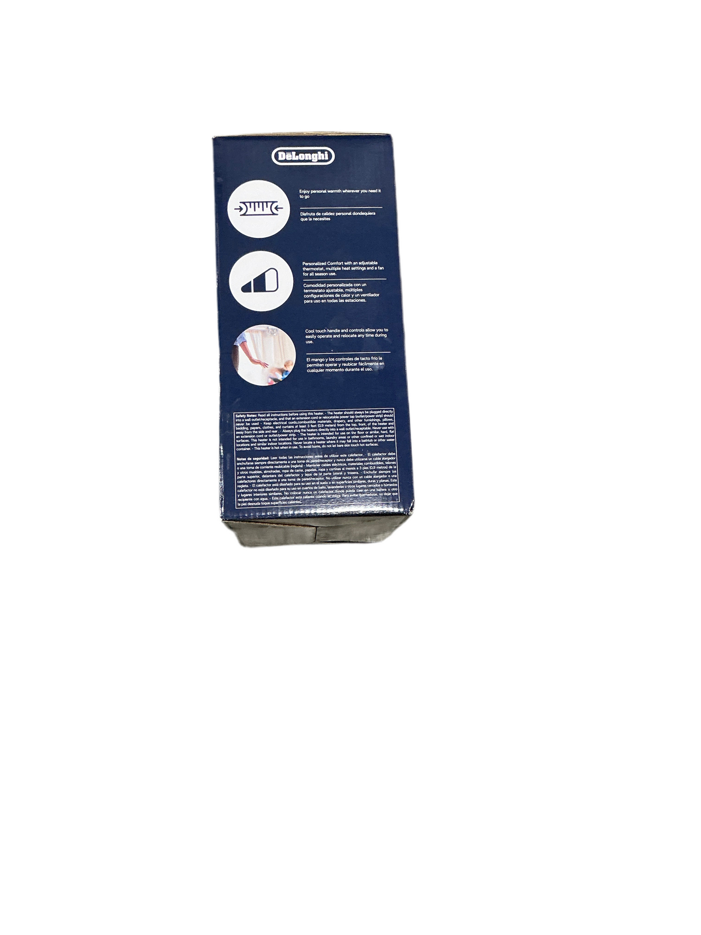 DeLonghi Capsule Compact Ceramic Space Heater – Lightweight Portable Design, Quiet Operation, Modern Blue Finish