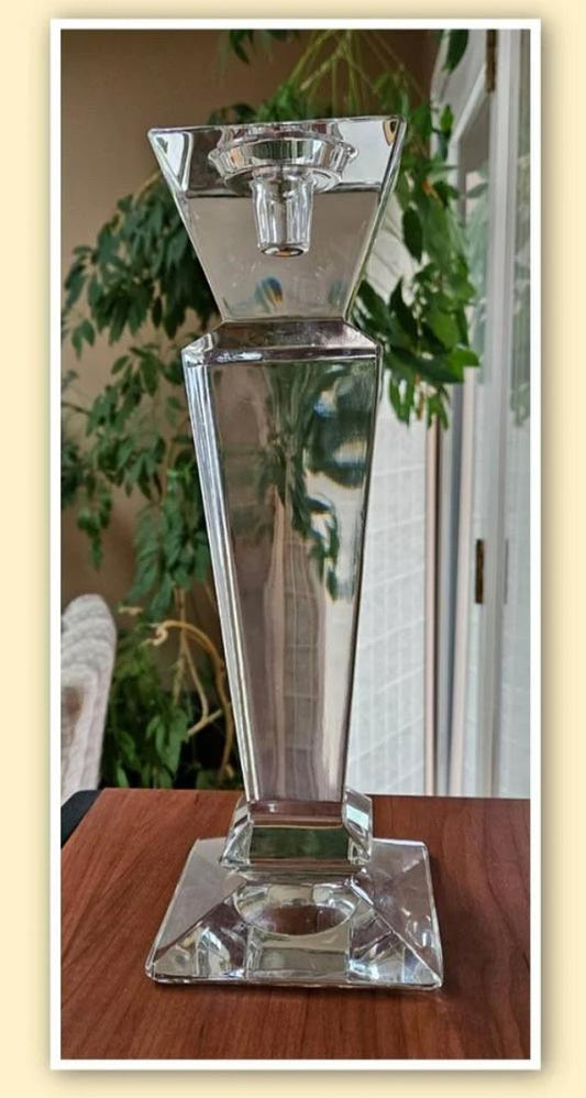 Tall Crystal Glass Vase – Elegant Square Base Flower Vase