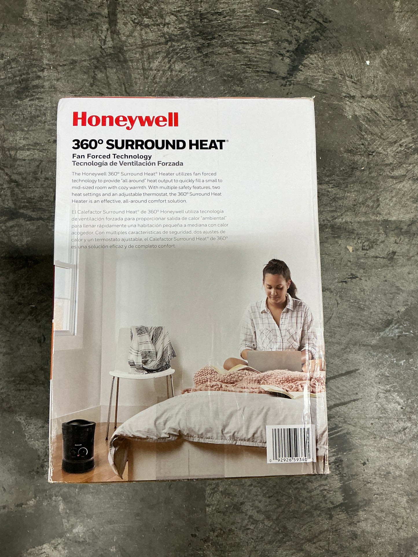 Honeywell HHF360V 360° Surround Fan Forced Space Heater with Adjustable Thermostat – Charcoal Grey