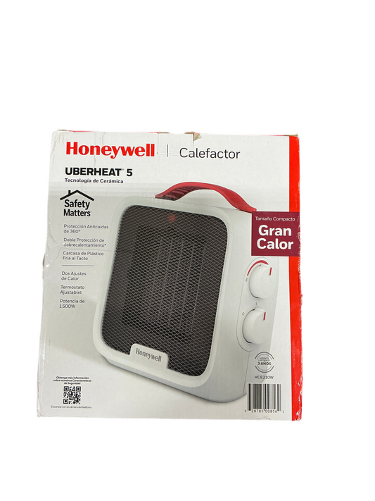Honeywell UberHeat 5 Ceramic Space Heater – Compact Design with Adjustable Thermostat, White