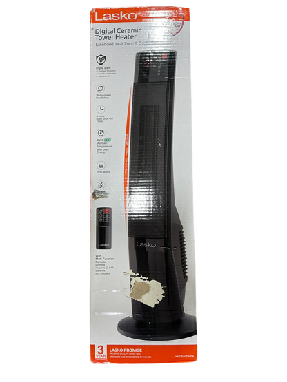 Lasko Digital Ceramic Tower Heater with Oscillation and Thermostat Control