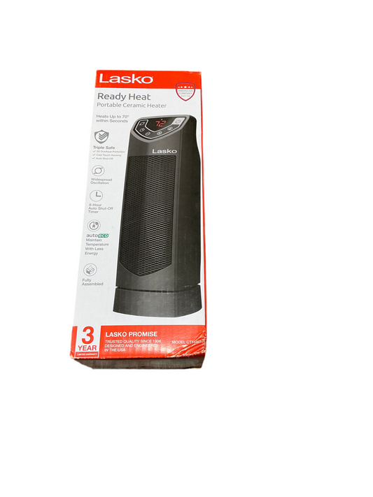 Lasko Ready Heat 14” Personal Ceramic Tower Space Heater, CT14401