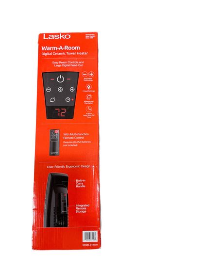 Lasko Digital Ceramic Tower Heater with Remote Control and Oscillation
