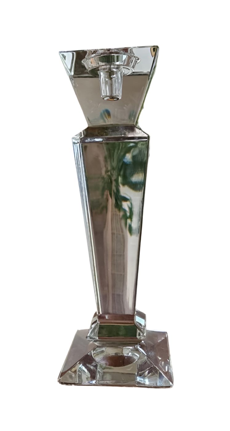 Tall Crystal Glass Vase – Elegant Square Base Flower Vase