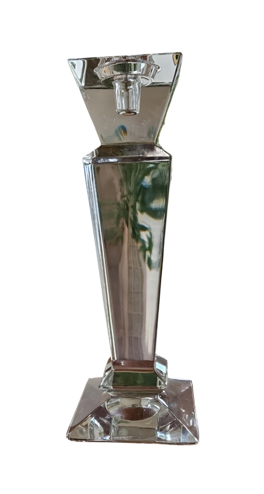 Tall Crystal Glass Vase – Elegant Square Base Flower Vase