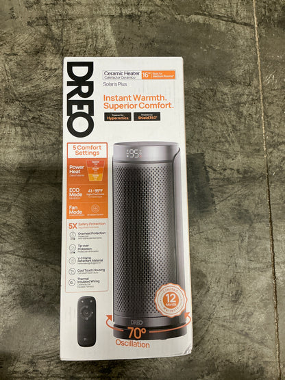 Dreo Solaris Plus Ceramic Space Heater – 16”, Digital Thermostat, 5 Comfort Settings, 70° Oscillation