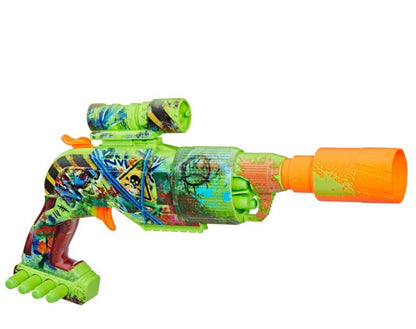 NERF Zombie Strike Driller Blaster – 16 Dart Rotating Barrel, Includes Scope