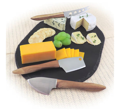 Swissmar 3-Piece Cheese Knife Set for Charcuterie Board - Elegant Utensils for Slicing Soft & Hard Cheeses - Stainless Steel Blades with Acacia Wood Handles - Perfect for Kitchen Collection
