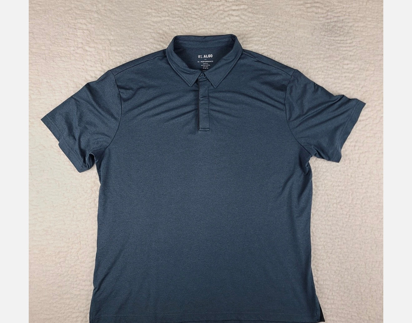 01 Algo Polo Shirt Mens XL Blue Performance Quick Dry Moisture Wick Short Sleeve