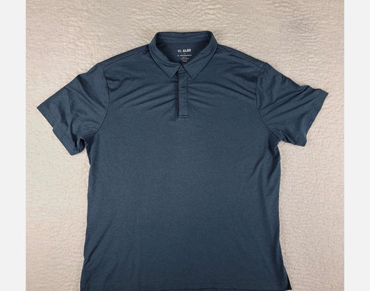 01 Algo Polo Shirt Mens XL Blue Performance Quick Dry Moisture Wick Short Sleeve