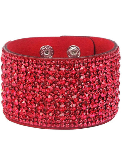 Red Rhinestone Snap Cuff Bracelet