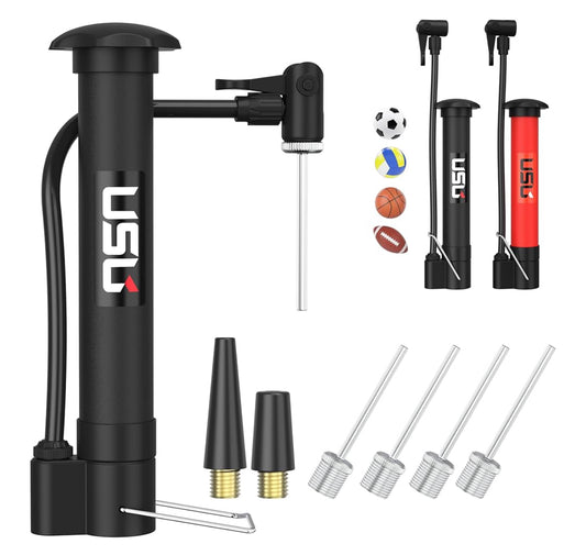 USB Dual-Action Hand Pump for Sports Balls – Includes 5 Needles, 2 Nozzles, Hose Adapter