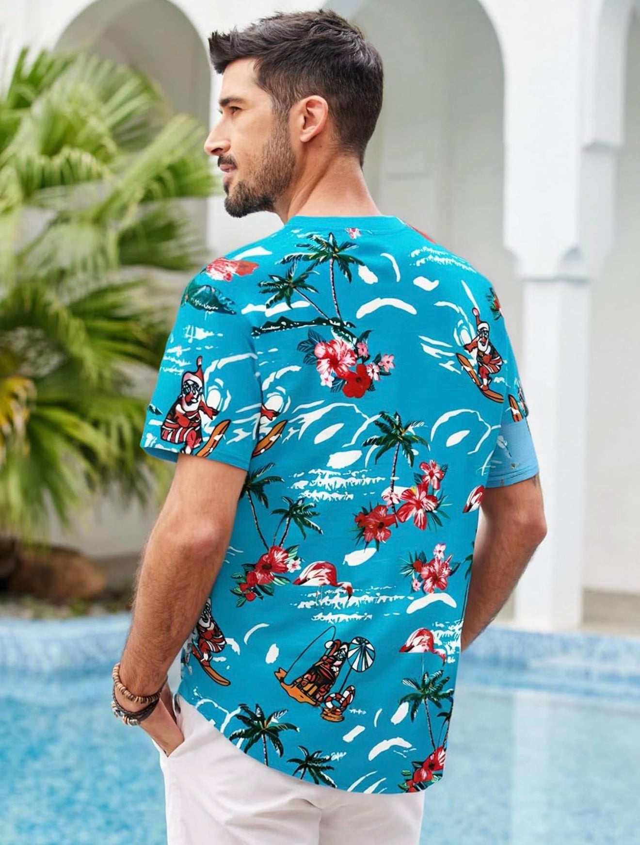 Tropical Santa Beach Graphic T-Shirt