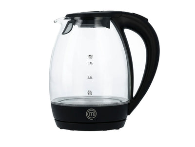 MasterChef Electric Tea Kettle, Glass and Black Water Boiler