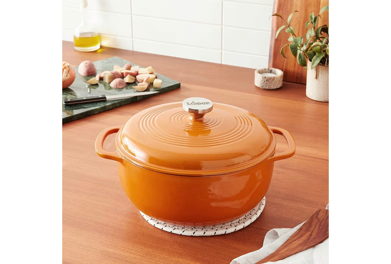 Lodge 6 Quart Enameled Cast Iron Dutch Oven with Lid