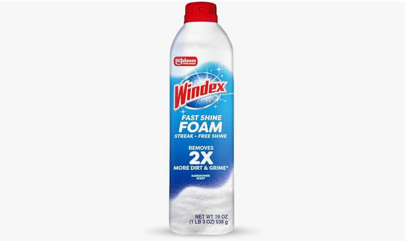 Windex Fast Shine Foam Glass Cleaner, No-Drip Aerosol Cleaning Spray, 19 oz.