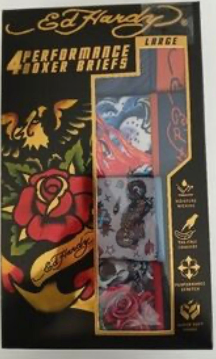 Ed Hardy 4-pack performance boxer briefs