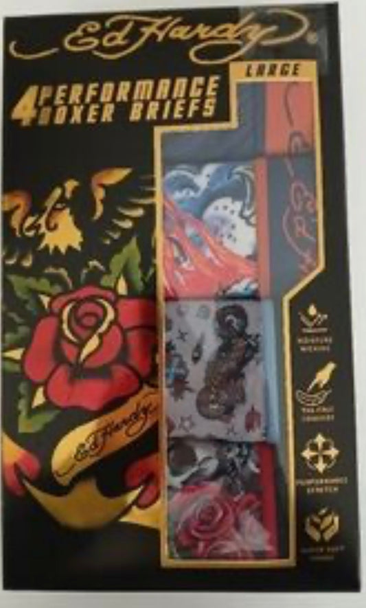 Ed Hardy 4-pack performance boxer briefs