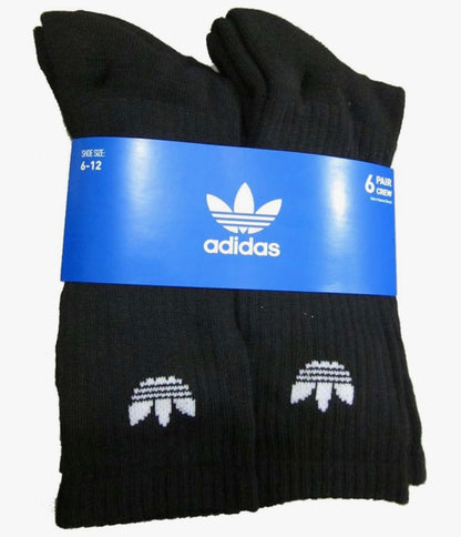 adidas Originals mens Trefoil Crew Socks (6-pair) (Shoe: 6-12, Originals Black)