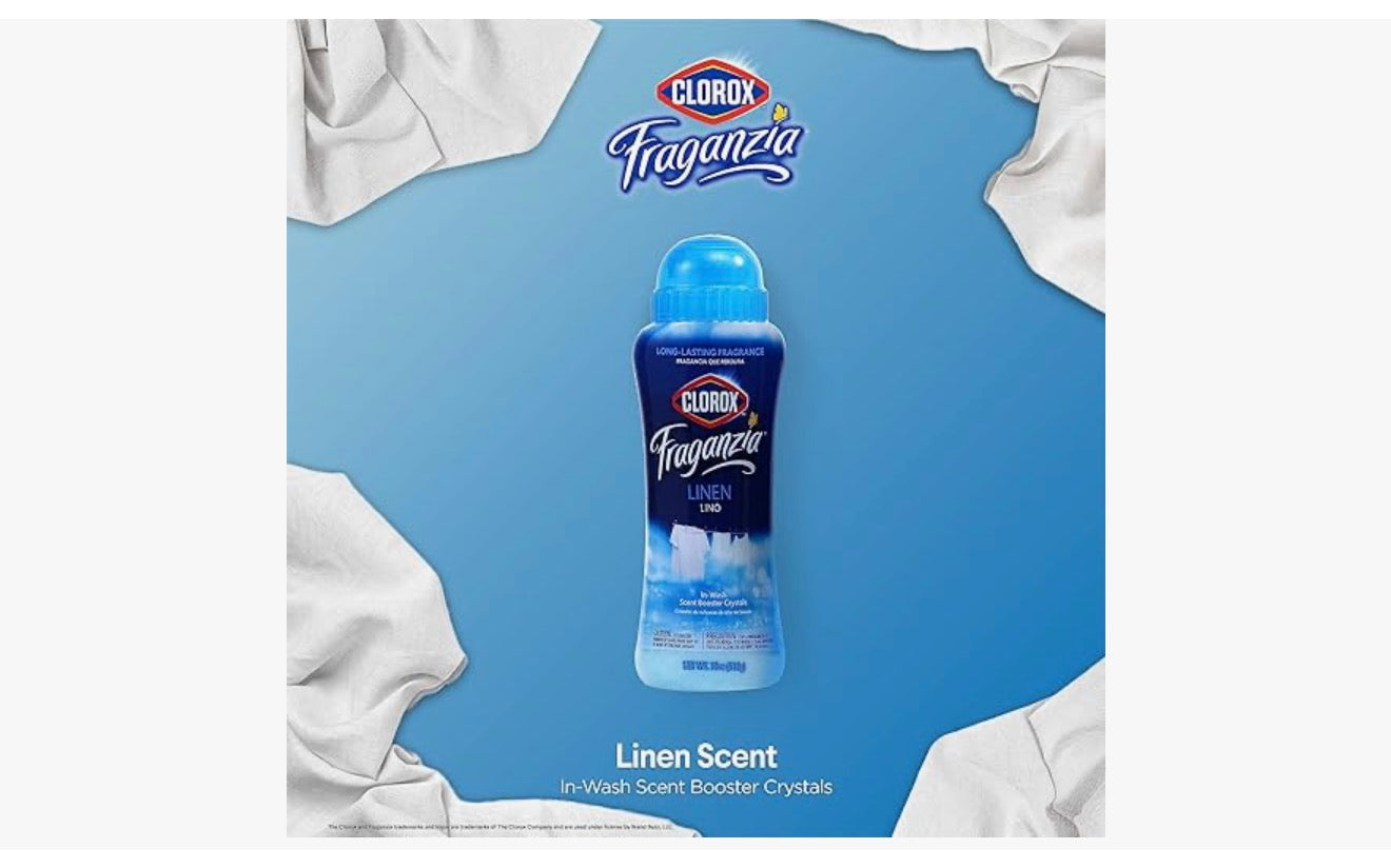 Clorox Fraganzia Laundry Scent Booster Crystals Linen Scent 18 Oz
Scented In-Wash Freshener Beads