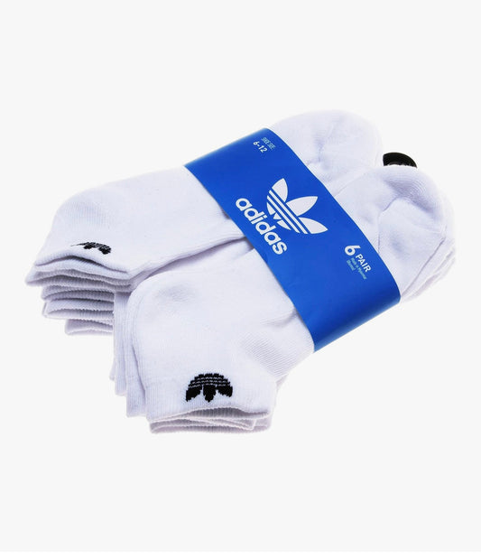 Adidas Men's 6 Pair Low-Cut Athletic Socks; White (Shoe Size 6-12